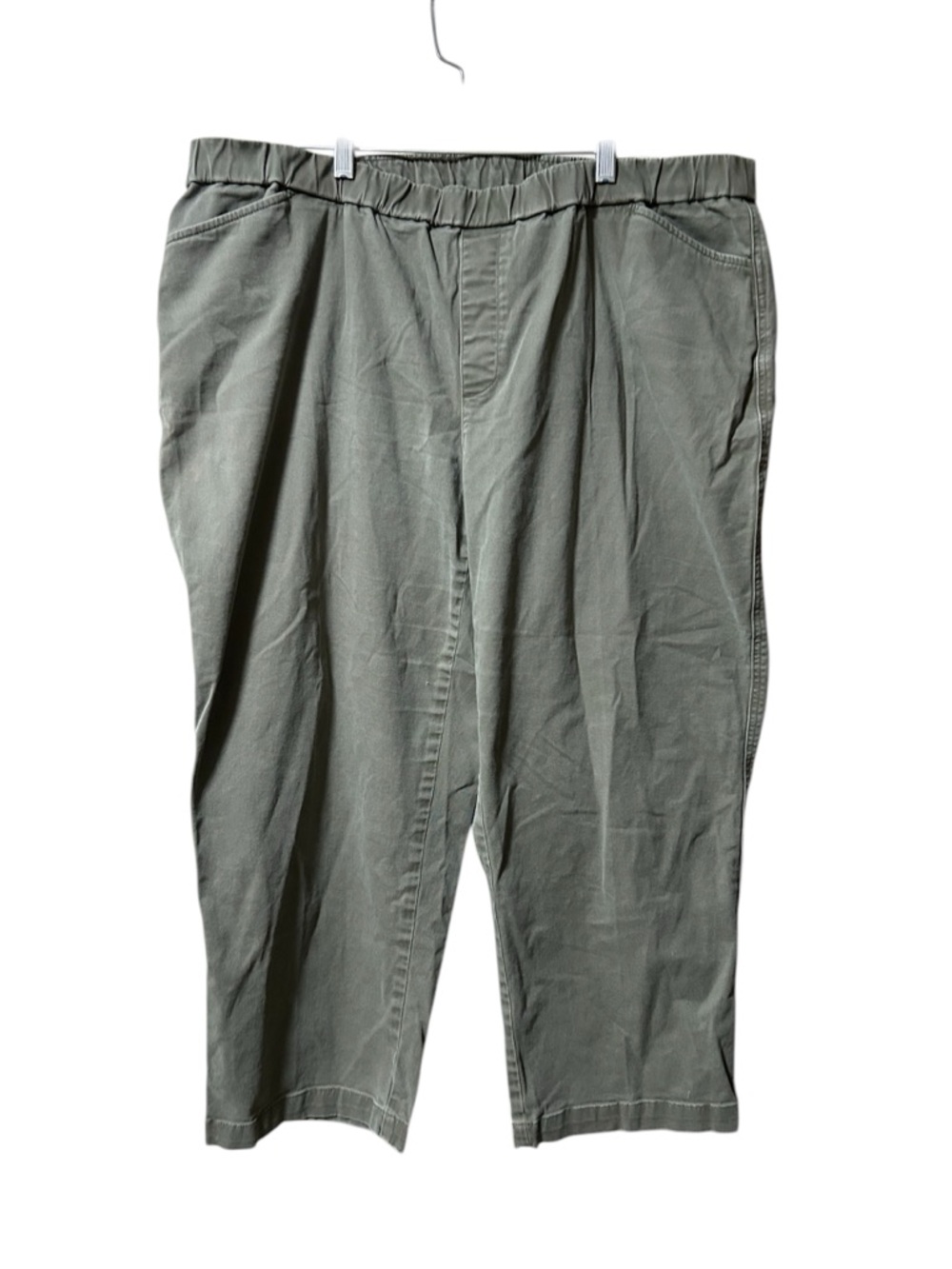 Lands End Forest Olive Green Stretch Wide Leg Capris Pants Womens Size 20W